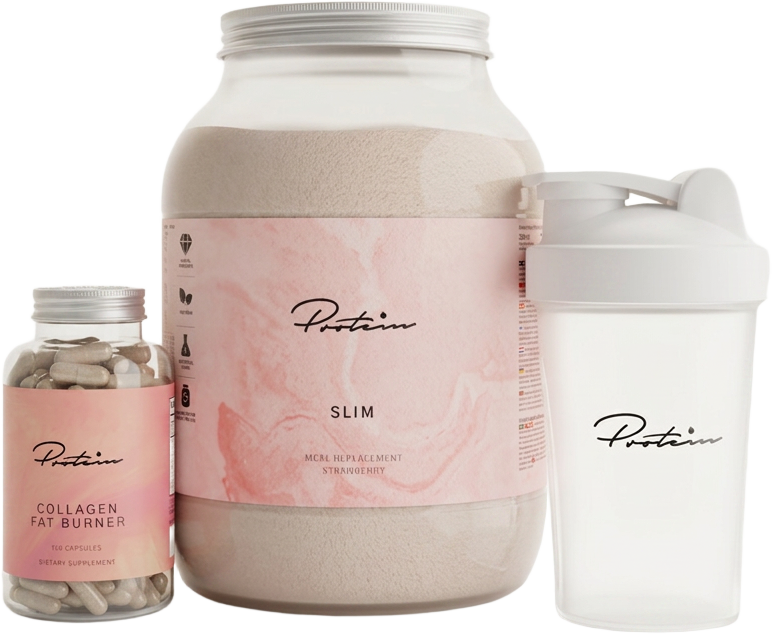 Aloituspakkaus, SLIM ateriankorvike, Collagen Fat Burner ja shaker